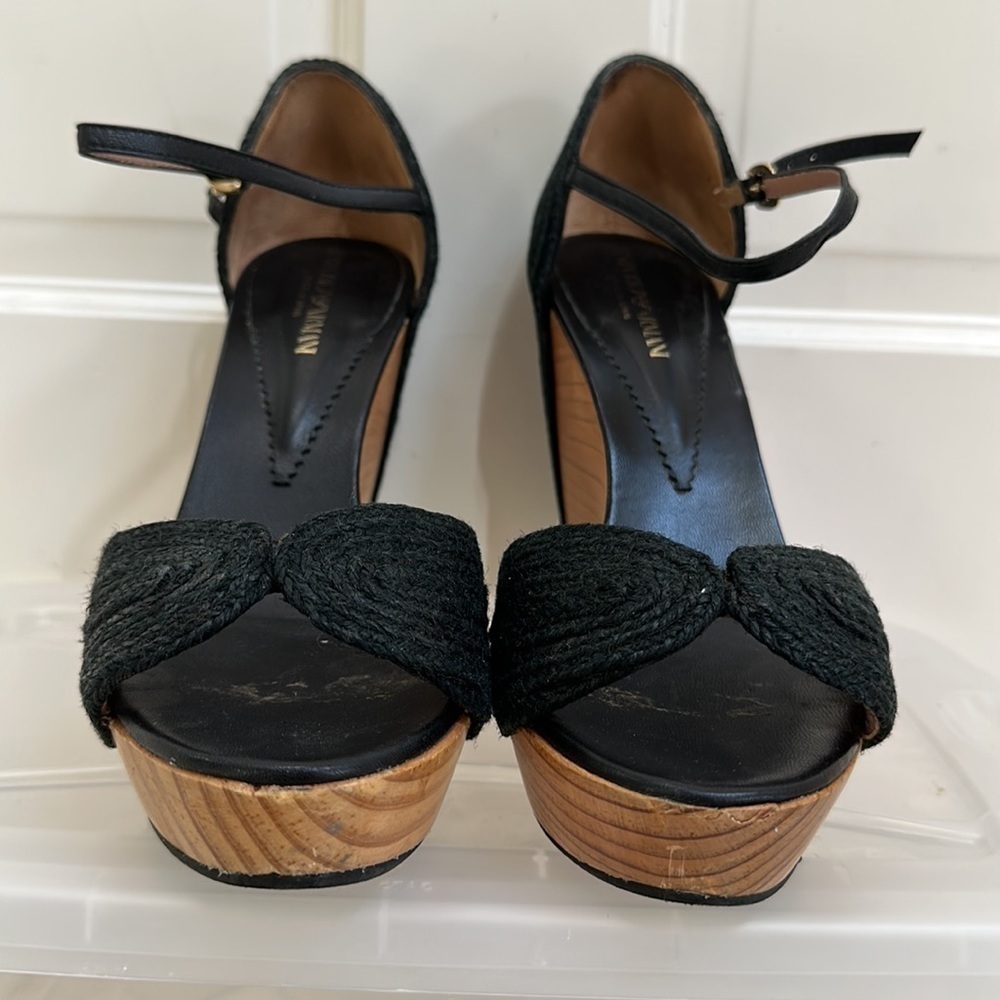 Emporia Armani wooden wedges. Black size 39 1/2​​​​​​​​​​​​​​​ - Picture 2 of 8